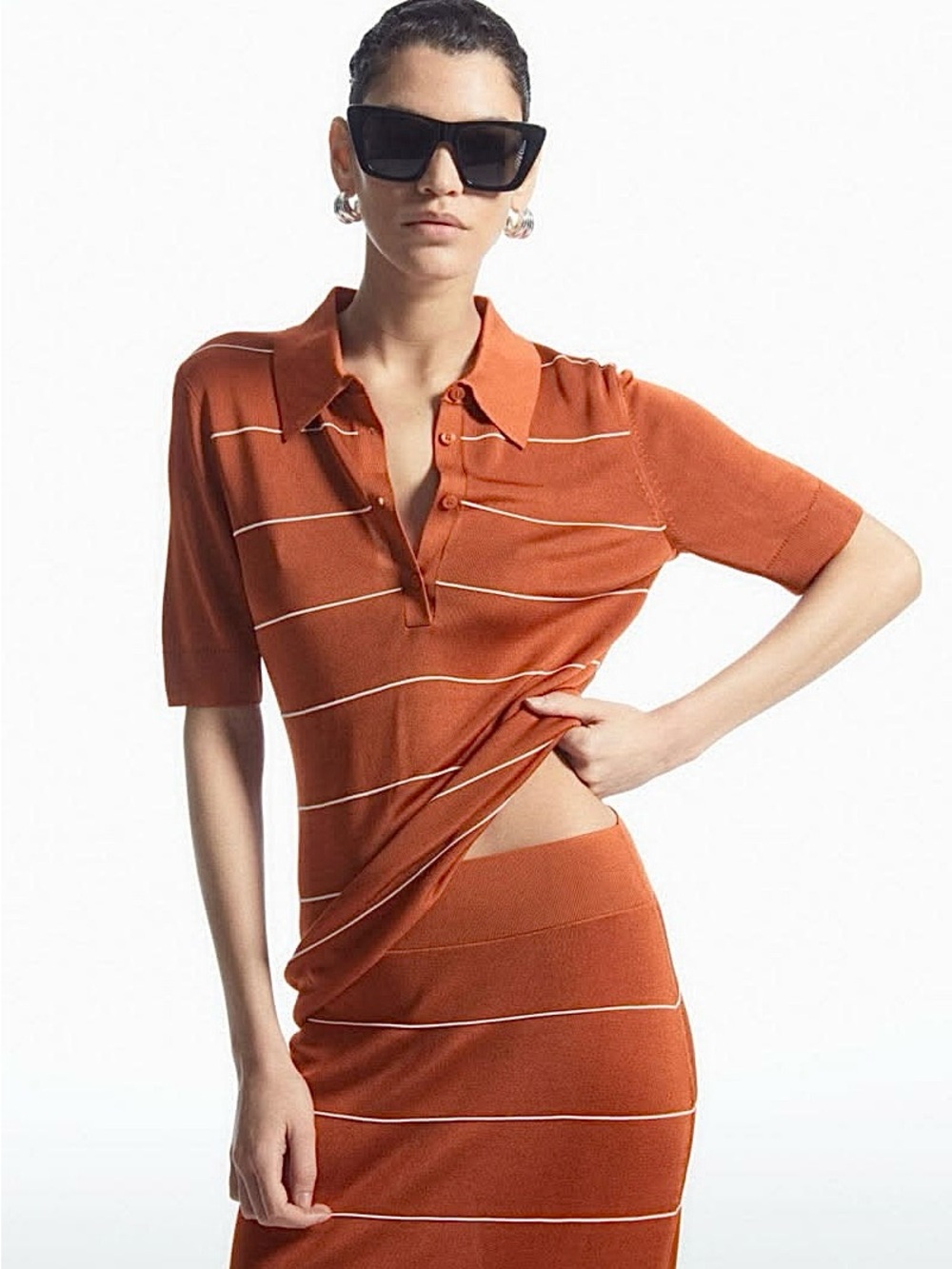 COS STRIPE KNIT POLO